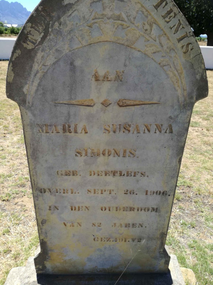 SIMONIS Maria Susanna nee DEETLEFS -1906