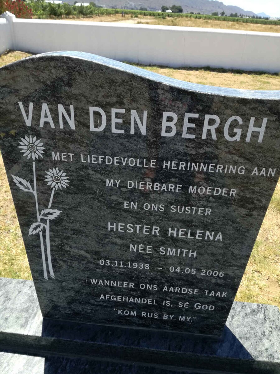 BERGH Hester Helena, van den nee SMITH 1938-2006