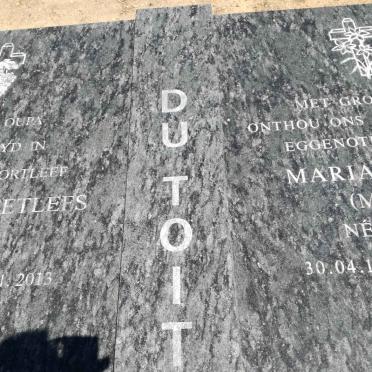 TOIT Nicolaas Deetlefs, du 1951-2013 &amp; Maria Susanna DE WET 1954-2004