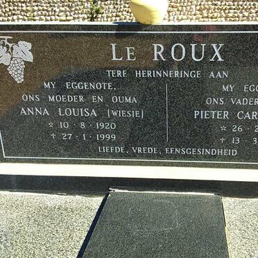 ROUX Pieter Carel, le 1918-1992 &amp; Anna Louisa 1920-1999