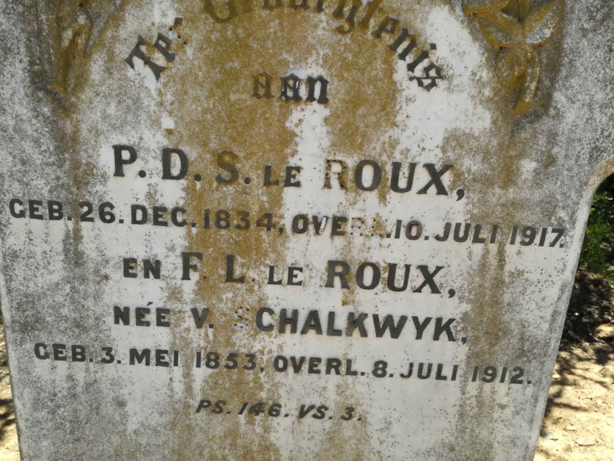 ROUX P.D.S., le 1834-1917 &amp; F.L. V. SCHALKWYK 1853-1912
