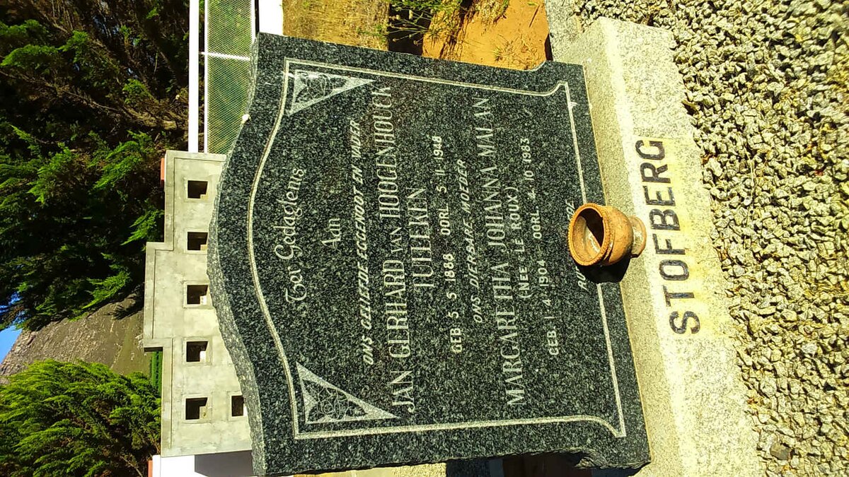 STOFBERG Jan Gerhard van Hoogenhouck Tulleken 1888-1948 &amp; Margaretha Johanna Malan LE ROUX 1904-1983