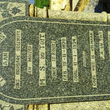 TOIT M.S., du nee LE ROUX 1870-1934