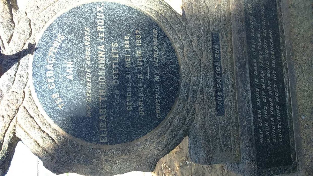 ROUX Elizabeth Johanna, le nee DEETLEFS 1888-1937