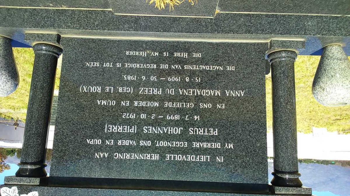 MERWE Petrus Johannes, van der 1899-1972 &amp; Anna Magdalena LE ROUX 1909-1983