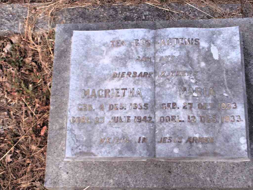 ? Magrietha 1935-1942, ? Maria 1933-1933