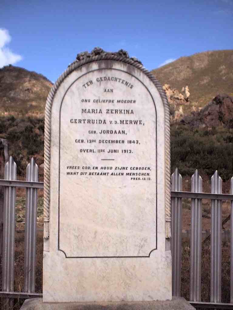 MERWE Maria Zerkina Getruida, van der nee JORDAAN 1843-1913