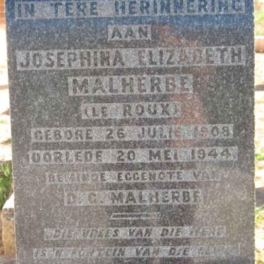 MALHERBE Josephina Elizabeth nee LE ROUX 1908-1944