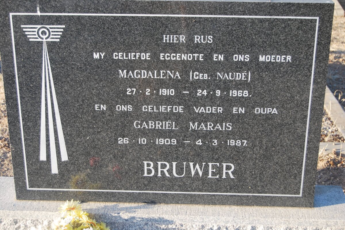 BRUWER Gabriel Marais 1909-1987 &amp; Magdalena NAUDE 1910-1968