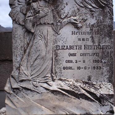 NEETHLING Elizabeth nee DEETLEFS 1905-1933