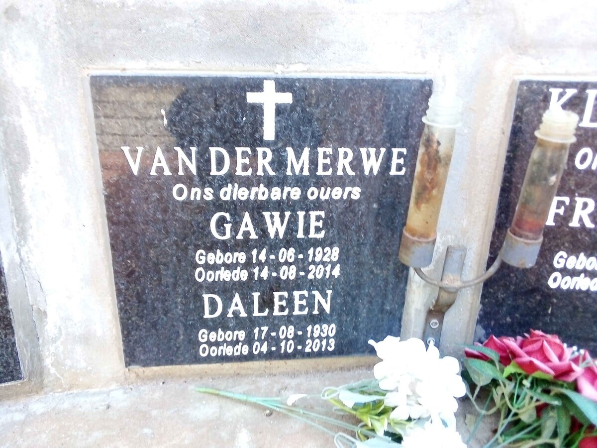 MERWE Gawie, van der 1928-2014 &amp; Daleen 1930-2013