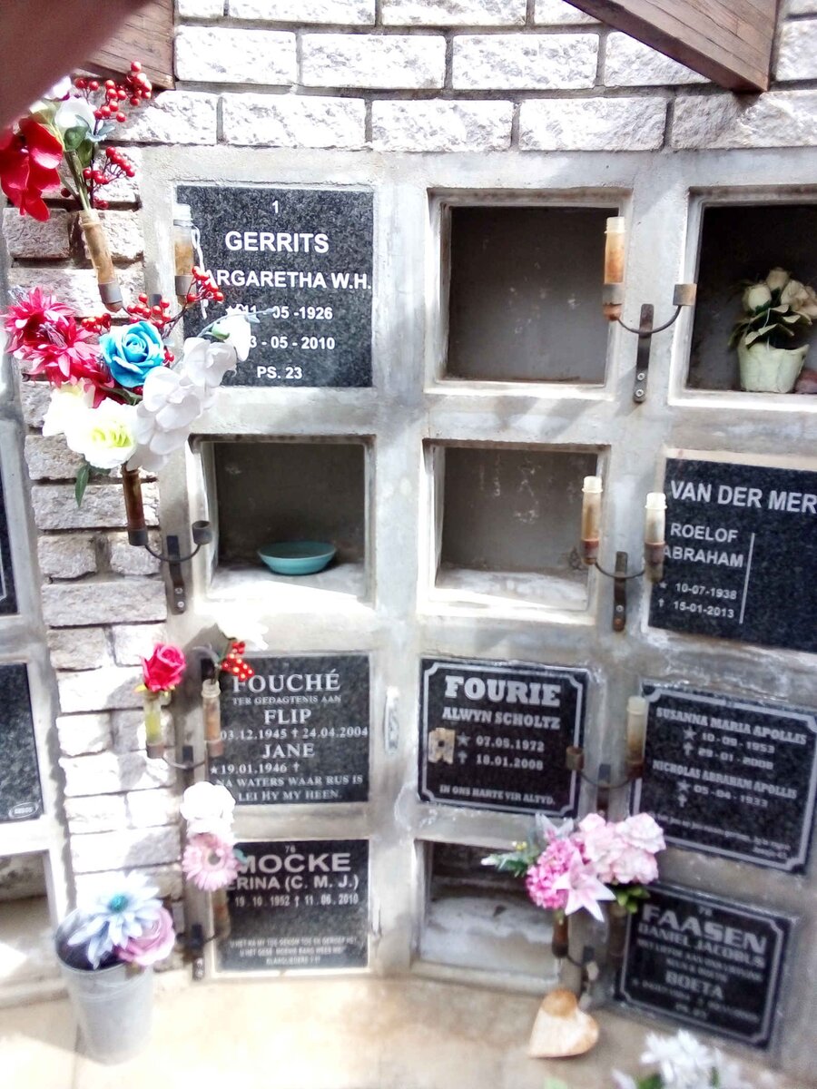 GERRITS Margaretha W.H. 1926-2010 :: MERWE Roelof Abraham, van der 1938-2013