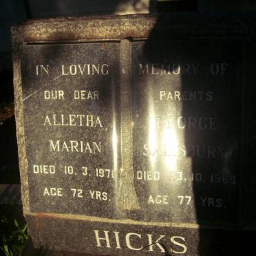 HICKS George -?? &amp; Alletha Marian -1971