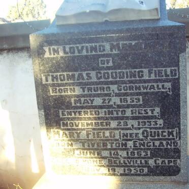 FIELD Thomas Gooding 1859-1933 &amp; Mary QUICK 1863-1950