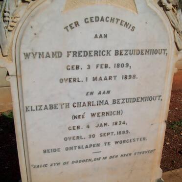 BEZUIDENHOUT Wynand Frederick 1809-1898 &amp; Elizabeth Charlina WERNICH 1834-1899