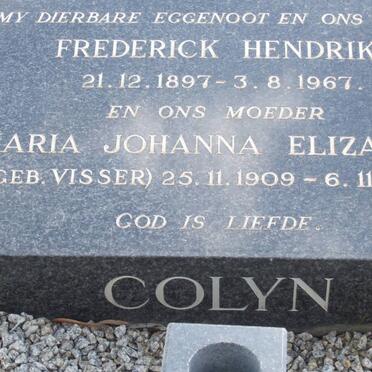 COLYN Frederick Hendrik 1897-1967 &amp; Maria Johanna Elizabeth VISSER 1909-1980