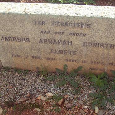 CLOETE Jacobus Abraham Christoffel 1881-1954