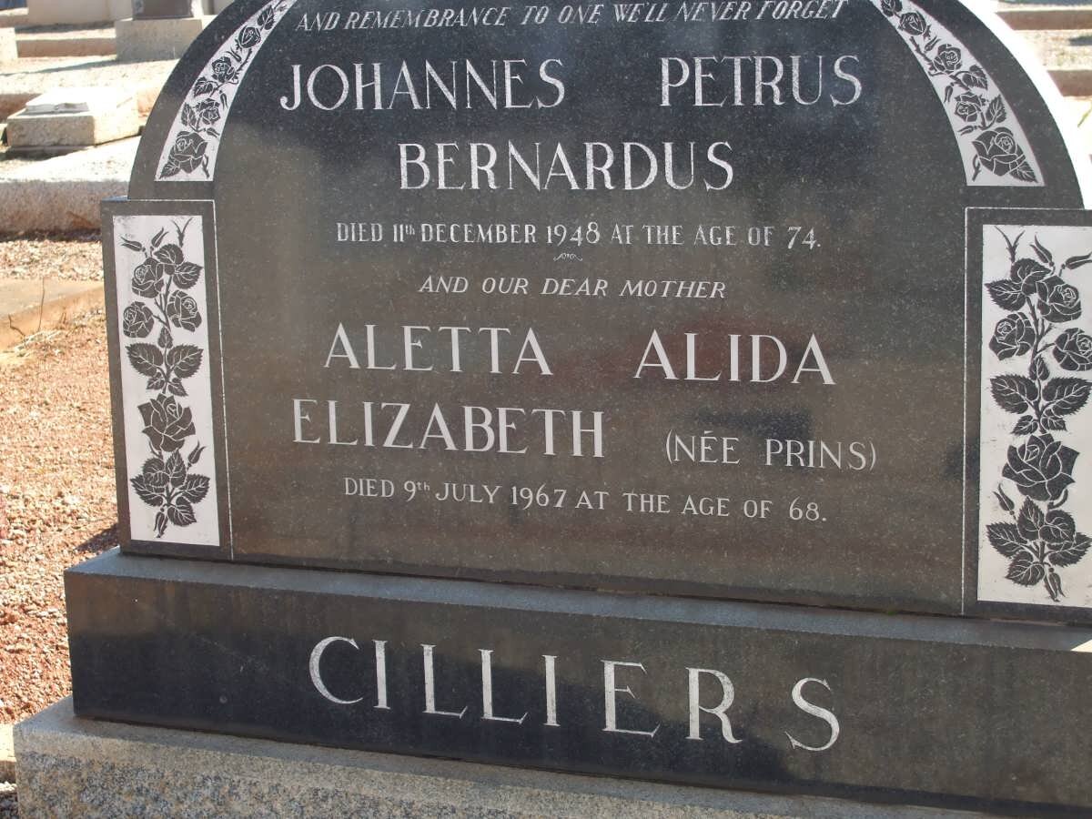 CILLIERS Johannes Petrus -1948 &amp; Aletta Alida Elizabeth PRINS -1967
