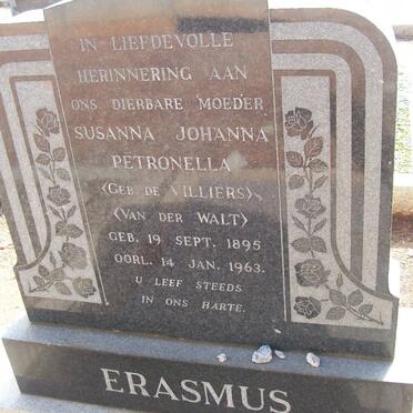 ERASMUS Susanna Johanna Petronella previously VAN DER WALT nee DE VILLIERS 1895-1963