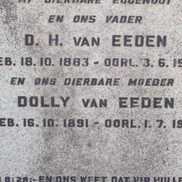EEDEN D.H., van 1883-1948 &amp; Dolly 1891-1976