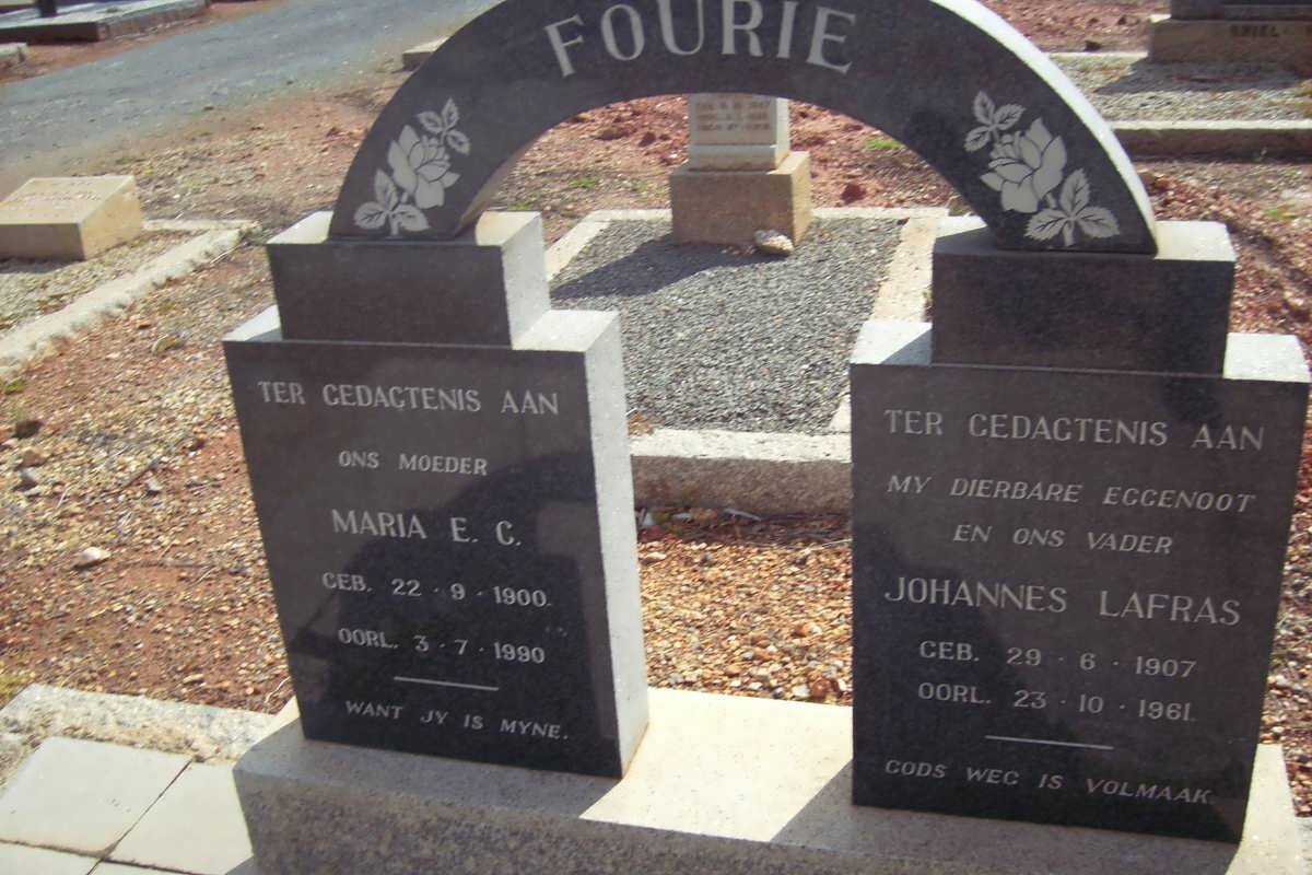 FOURIE Johannes Lafras 1907-1961 &amp; Maria E.C. 1900-1990