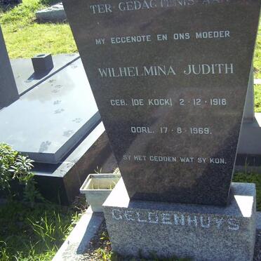 GELDENHUYS Wilhelmina Judith nee DE KOCK 1918-1969