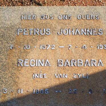 GERBER Petrus Johannes 1872-1938 &amp; Regina Barbara VAN ZYL 1885-1955