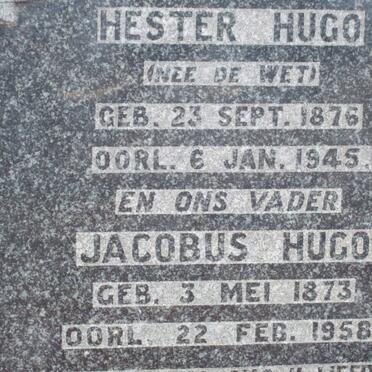 HUGO Jacobus 1873-1958 &amp; Hester DE WET 1876-1945