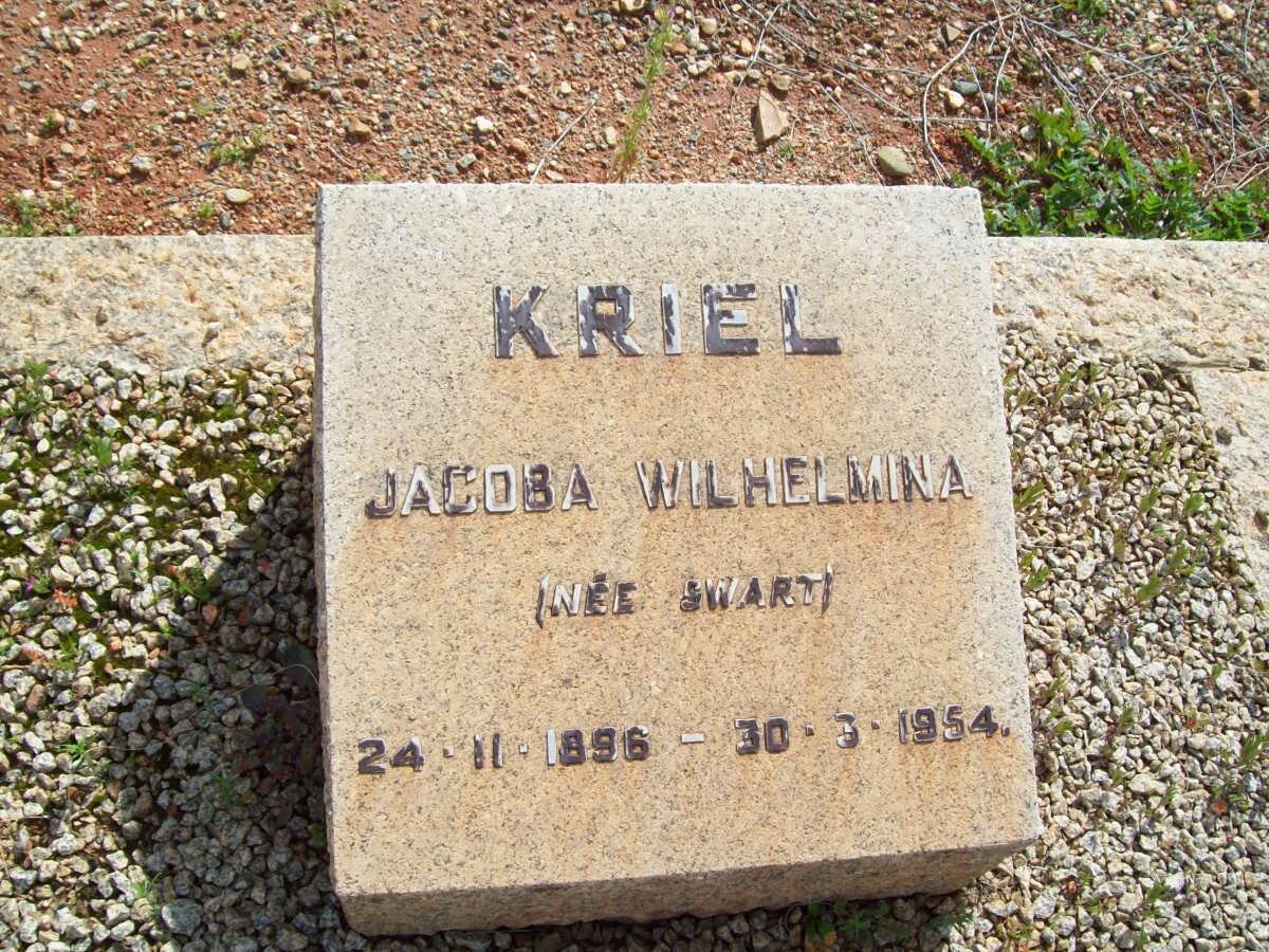 KRIEL Jacoba Wilhelmina nee SWART 1896-1954