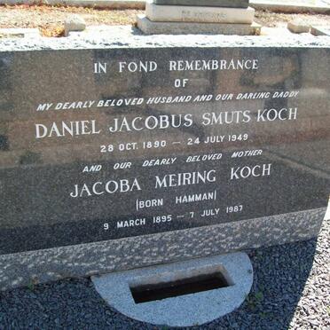 KOCH Daniel Jacobus Smuts 1890-1949 &amp; Jacoba Meiring HAMMAN 1895-1987