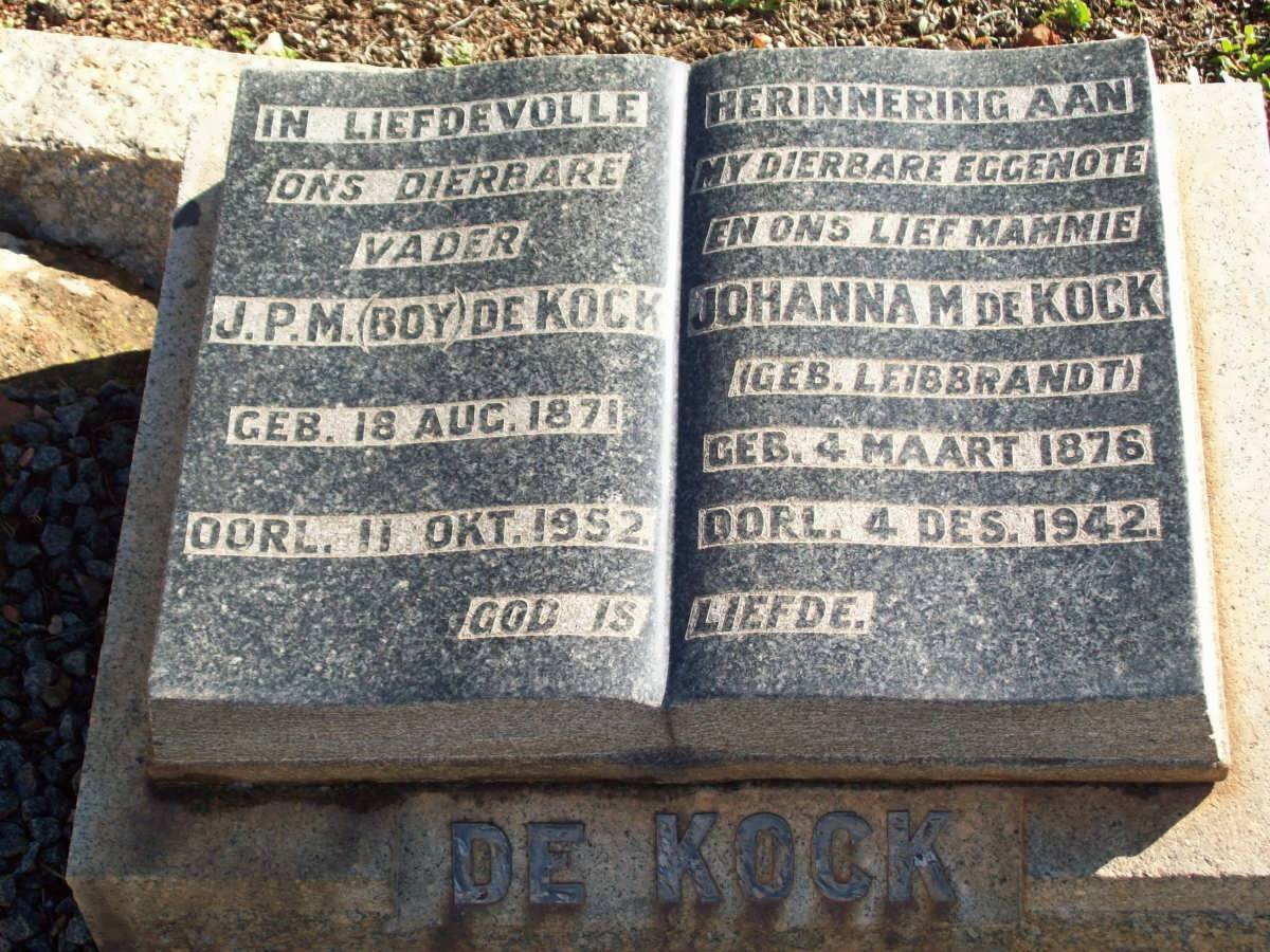 KOCK J.P.M., de 1871-1952 &amp; Johanna M. LEIBRANDT 1876-1942