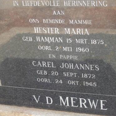 MERWE Carel Johannes, v.d. 1871-1965 &amp; Hester Maria HAMMAN 1875-1960