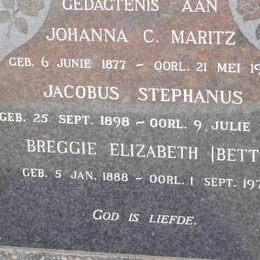 MARITZ Johanna C. 1877-1963 :: MARITZ Jacobus Stephanus 1898-1969 :: MARITZ Breggie Elizabeth 1888-1974