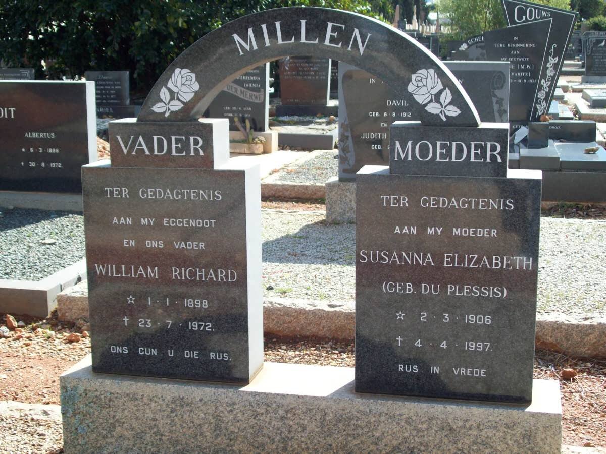 MILLEN William Richard 1898-1972 &amp; Susanna Elizabeth DU PLESSIS 1906-1997