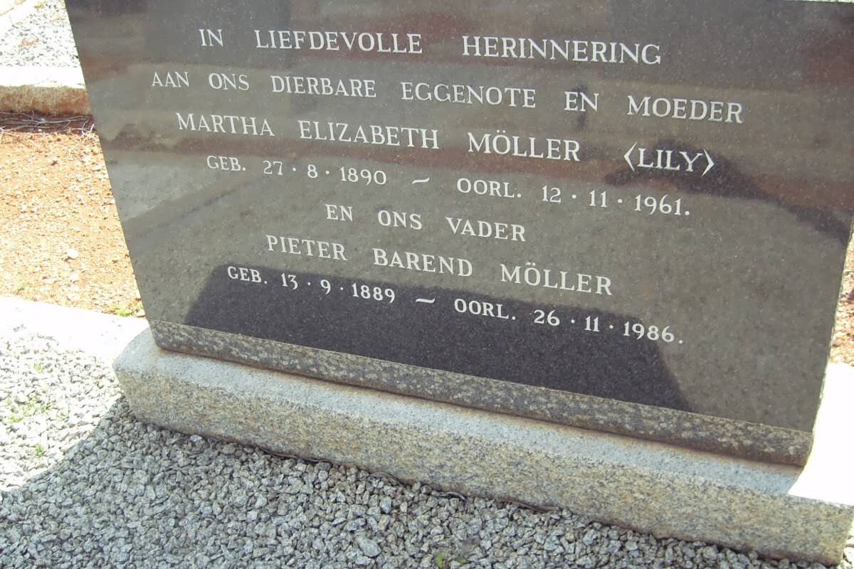 MOLLER Pieter Barend 1889-1986 &amp; Martha Elizabaeth 1890-1961
