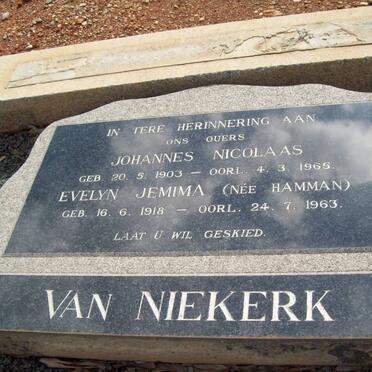 NIEKERK Johannes Nicolaas, van 1903-1965 &amp; Evelyn Jemima HAMMAN 1918-1963
