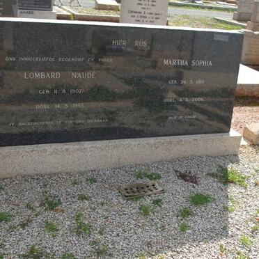 NAUDE Lombard 1907-1955 &amp; Martha Sophia 1910-2006