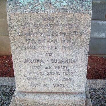 PLESSIS Johannes E., du 1862-1942 &amp; Jacoba Susanna DU TOIT 1867-1919