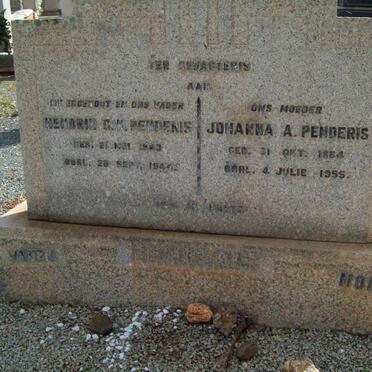 PENDERIS Hendrik G.K. 1883-1944 &amp; Johanna A. 1884-1955