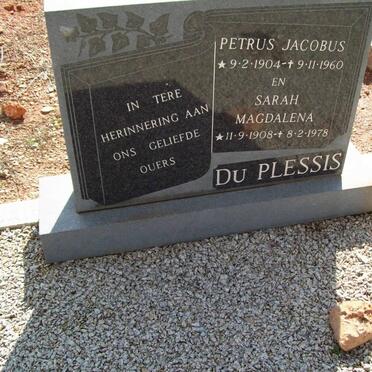 PLESSIS Petrus Jacobus, du 1904-1960 &amp; Sarah Magdalena 1908-1978