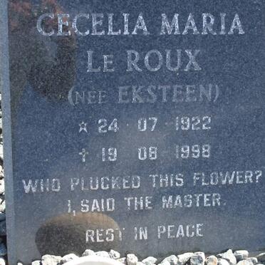 ROUX Cecelia Maria, le nee EKSTEEN 1922-1998