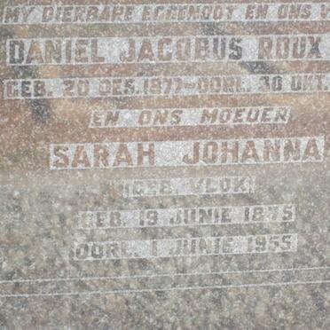 ROUX Daniel Jacobus 1877-1945 &amp; Sarah Johanna VLOK 1875-1955