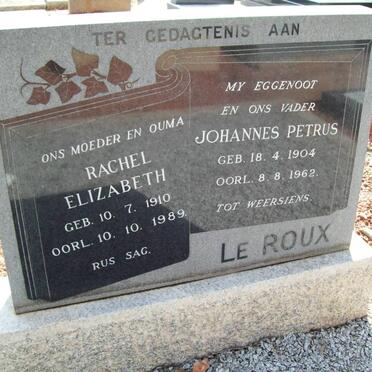 ROUX Johannes Petrus, le 1904-1962 &amp; Rachel Elizabeth 1910-1989