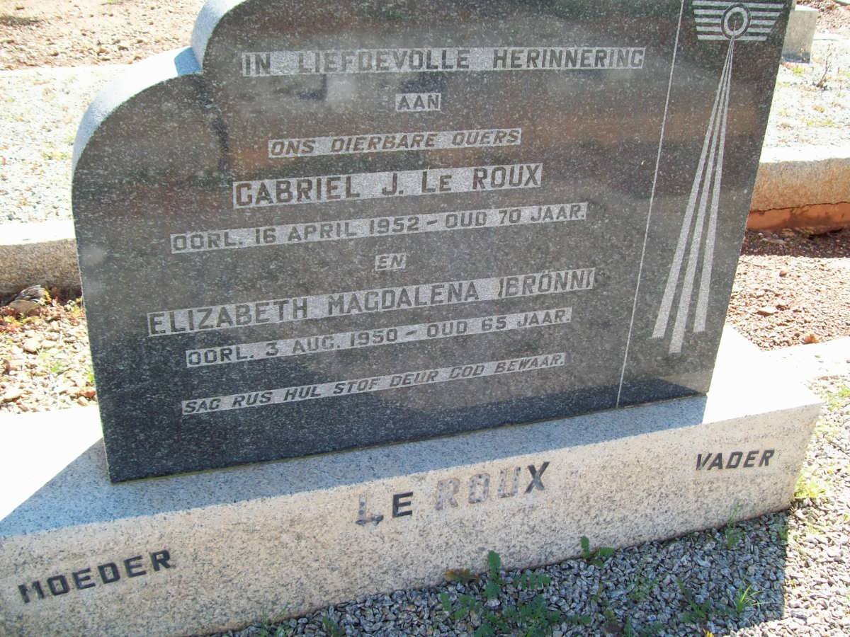 ROUX Gabriel J., le -1952 &amp; Elizabeth Magdalena BRONN -1950