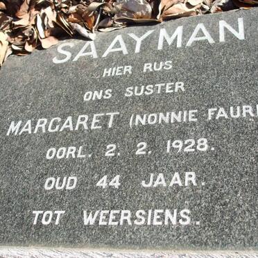 SAAYMAN Margaret nee FAURE -1928