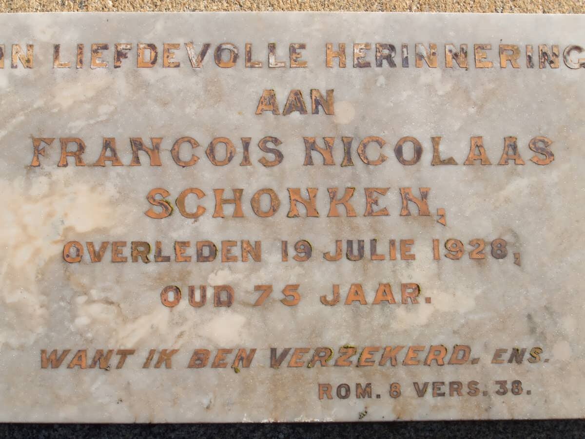 SCHONKEN Francois Nicolaas -1928