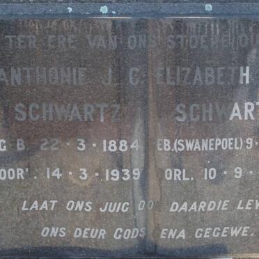SCHWARTZ Anthonie J.C. 1884-1939 &amp; Elizabeth J.G. SWANEPOEL 1887-1957