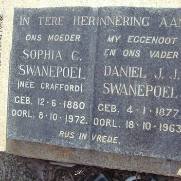 SWANEPOEL Daniel J.Jl 1877-1963 &amp; Sophia C. CRAFFORD 1880-1972