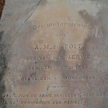 TOIT A.M., du nee VAN DER MERWE 1828-1892