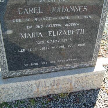 VILJOEN Carel Johanens 1872-1948 &amp; Maria Elizabeth DU PLESSIS 1877-1960